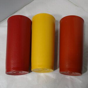 Vintage Lot of 3 Tupperware Plastic Tumblers Cups Glasses Harvest Colors 6.5"